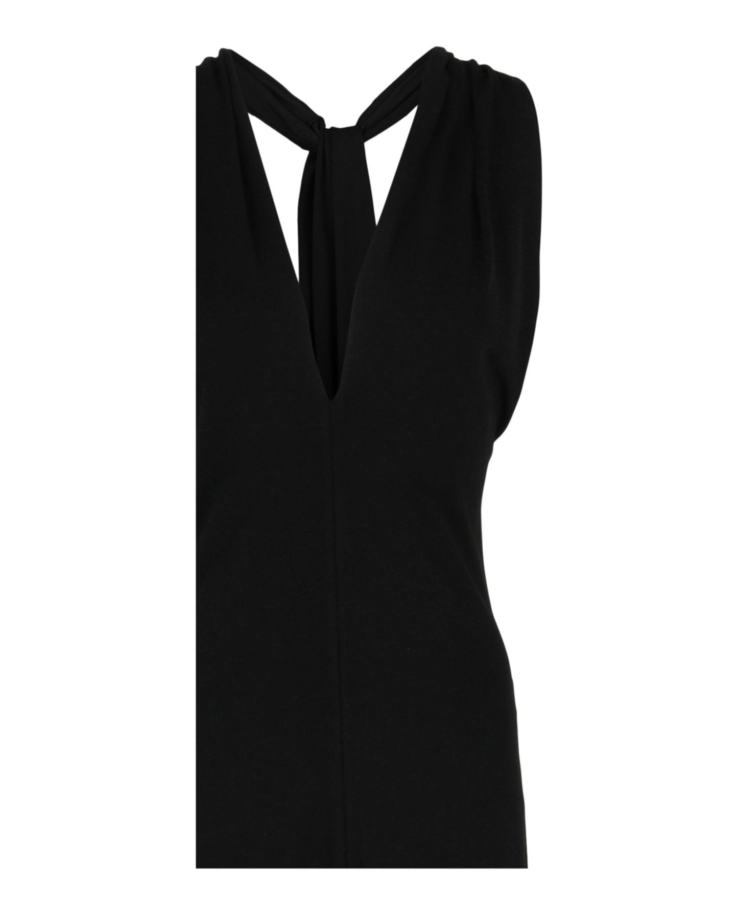Ferragamo Plunging Sleeveless Fringe-Hem Midi Dress