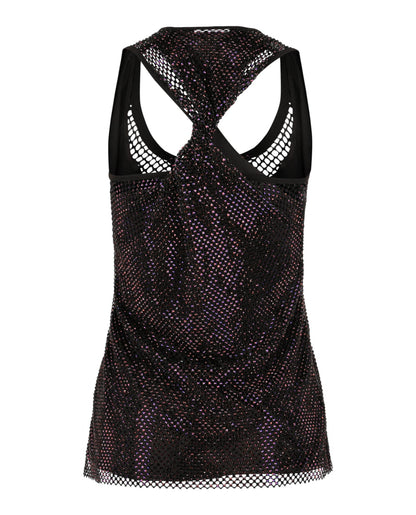 Ferragamo Crystal Embellished Mesh Tank Top