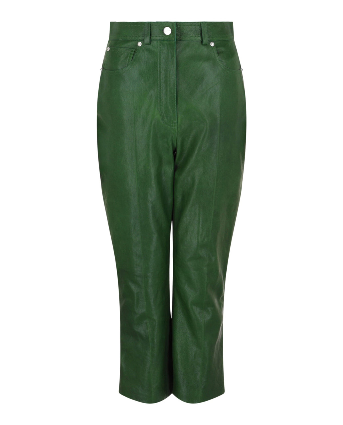 Ferragamo Cropped Leather Straight-Leg Pants