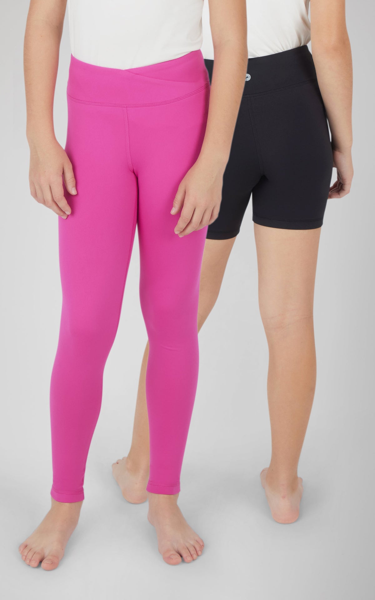 90 Degree by Reflex Girls 2 PK Lux Crossover Legging + 6" Bike Short