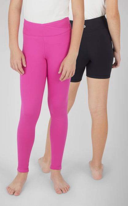 90 Degree by Reflex Girls 2 PK Lux Crossover Legging + 6" Bike Short