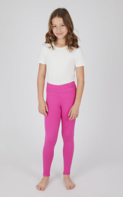 90 Degree by Reflex Girls 2 PK Lux Crossover Legging + 6" Bike Short