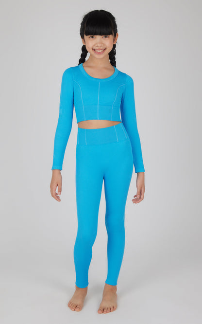 90 Degree by Reflex Girls 2 PC Seamless Ribbed Long Sleeve Top and Legging Set