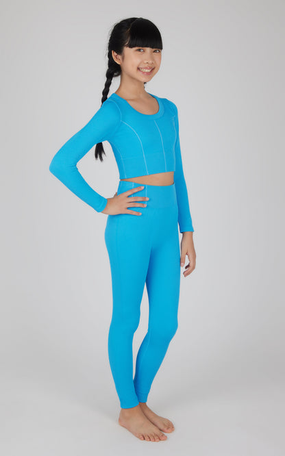 90 Degree by Reflex Girls 2 PC Seamless Ribbed Long Sleeve Top and Legging Set