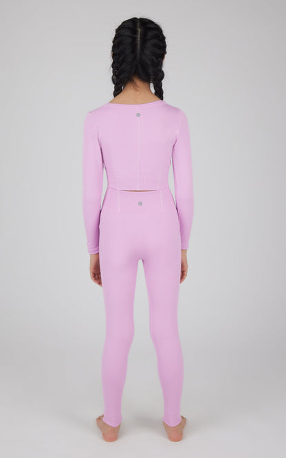 90 Degree by Reflex Girls 2 PC Seamless Ribbed Long Sleeve Top and Legging Set