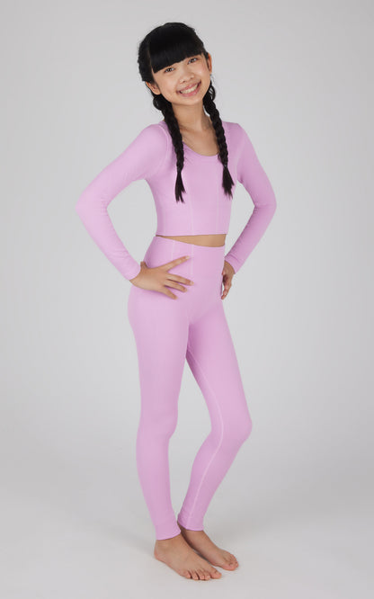 90 Degree by Reflex Girls 2 PC Seamless Ribbed Long Sleeve Top and Legging Set