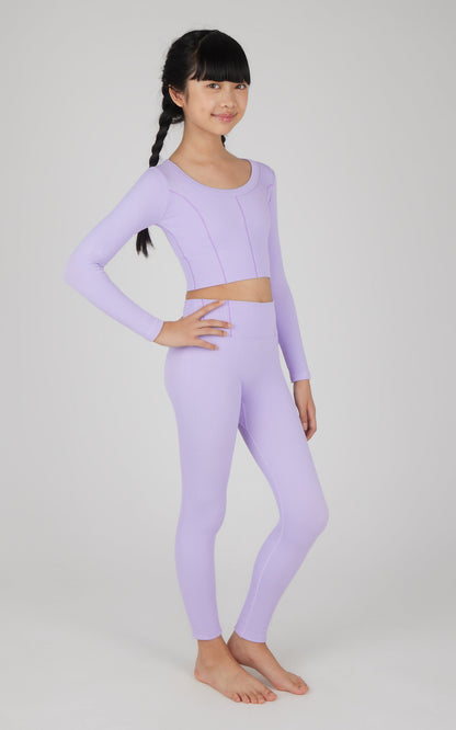 90 Degree by Reflex Girls 2 PC Seamless Ribbed Long Sleeve Top and Legging Set