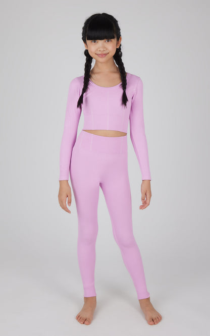 90 Degree by Reflex Girls 2 PC Seamless Ribbed Long Sleeve Top and Legging Set