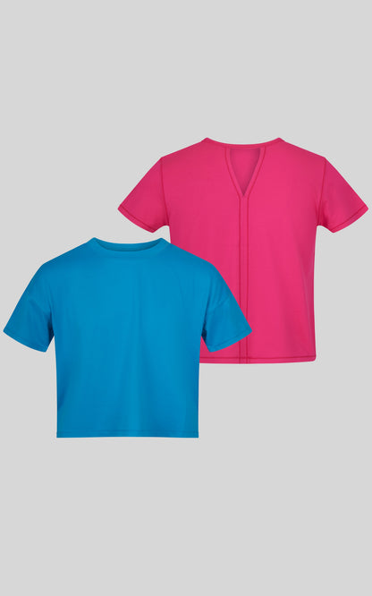 90 Degree by Reflex Girls 2 PK Short Sleeve Shirt and Boxy Tee