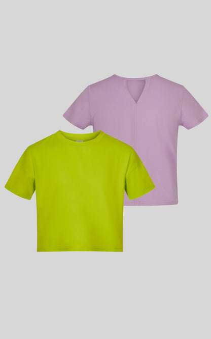 90 Degree by Reflex Girls 2 PK Short Sleeve Shirt and Boxy Tee