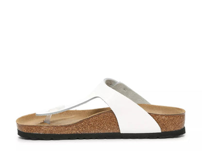 Birkenstock Unisex Gizeh BS Natural Leather Patent White