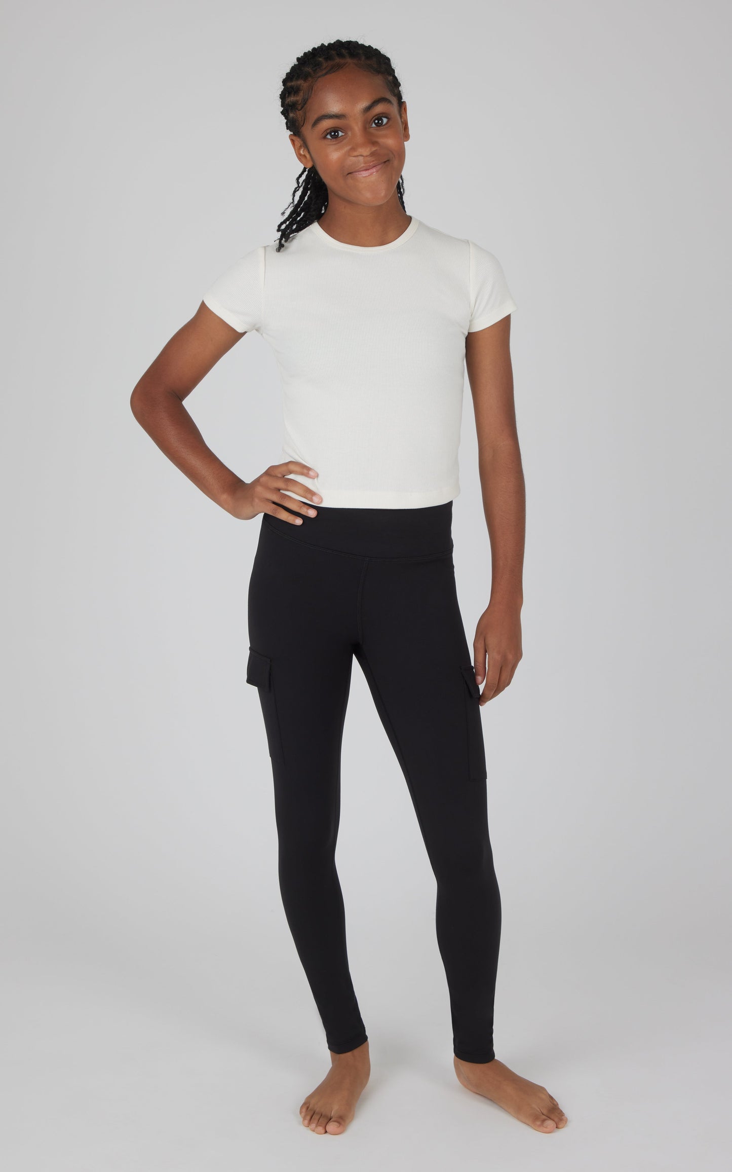 90 Degree by Reflex Girls 2 PK Interlock Everyday Cargo and Basic Legging