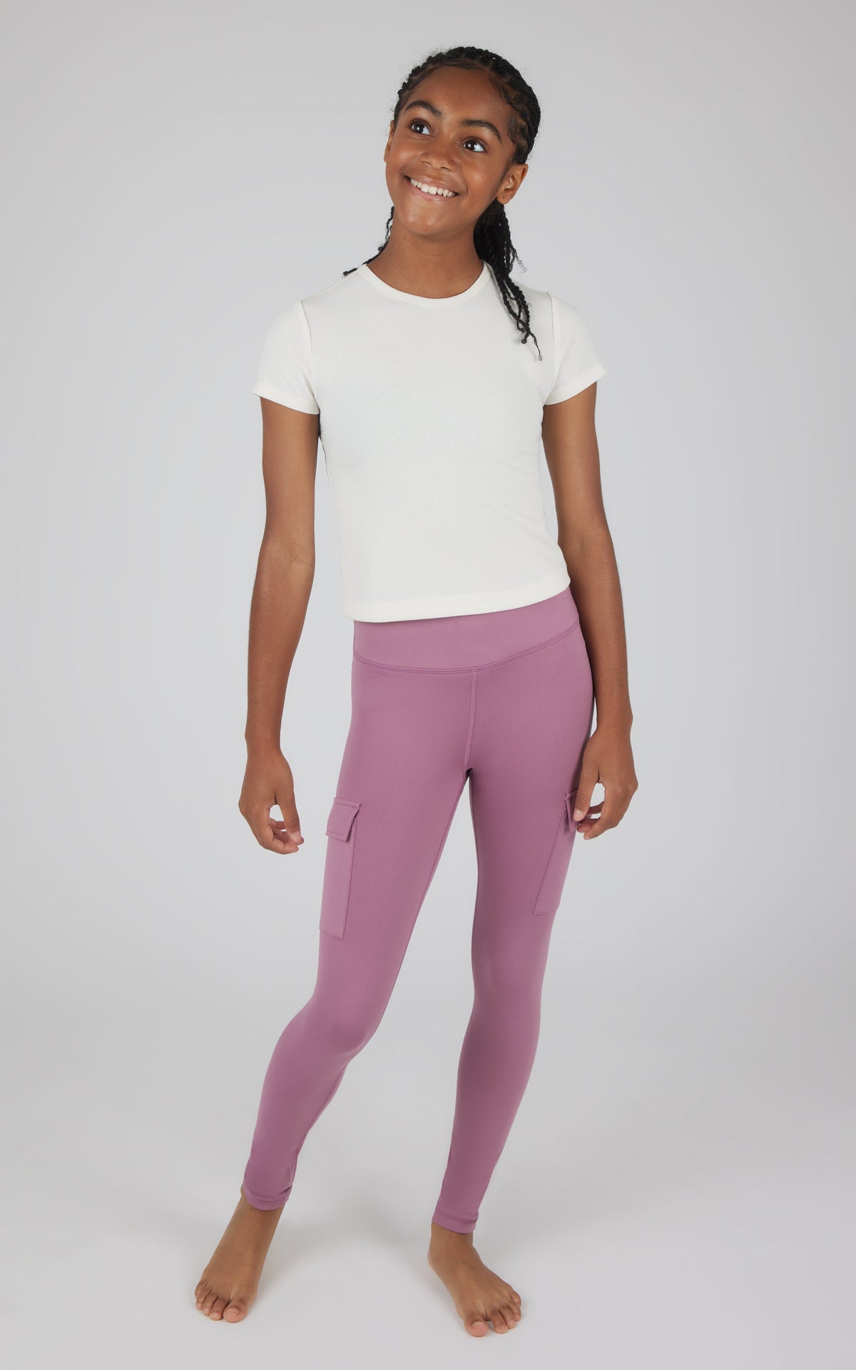 90 Degree by Reflex Girls 2 PK Interlock Everyday Cargo and Basic Legging