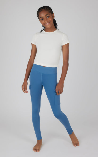 90 Degree by Reflex Girls 2 PK Interlock Everyday Cargo and Basic Legging