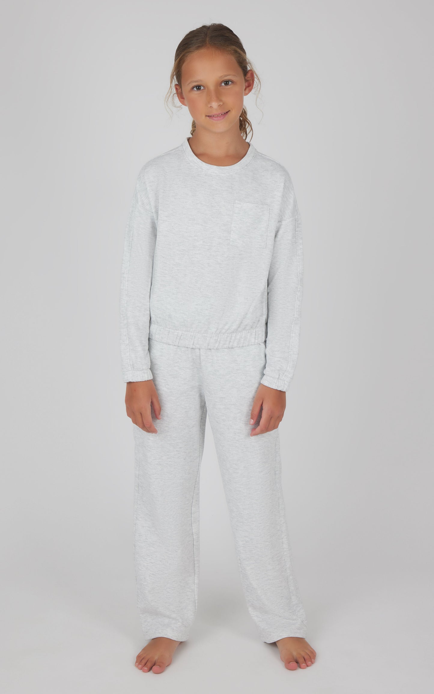 90 Degree by Reflex Girls 2 PC Terry Brushed Pullover and Pant Set