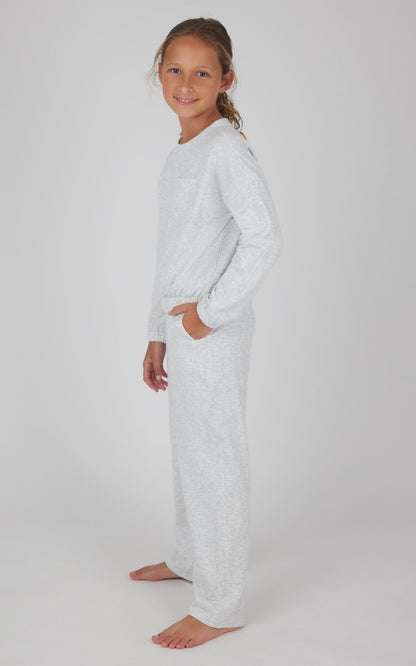 90 Degree by Reflex Girls 2 PC Terry Brushed Pullover and Pant Set