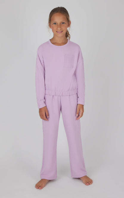 90 Degree by Reflex Girls 2 PC Terry Brushed Pullover and Pant Set