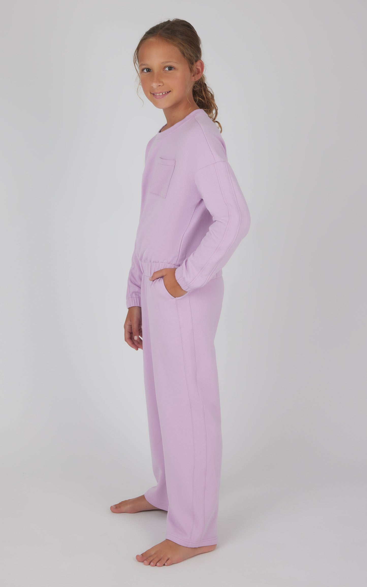 90 Degree by Reflex Girls 2 PC Terry Brushed Pullover and Pant Set