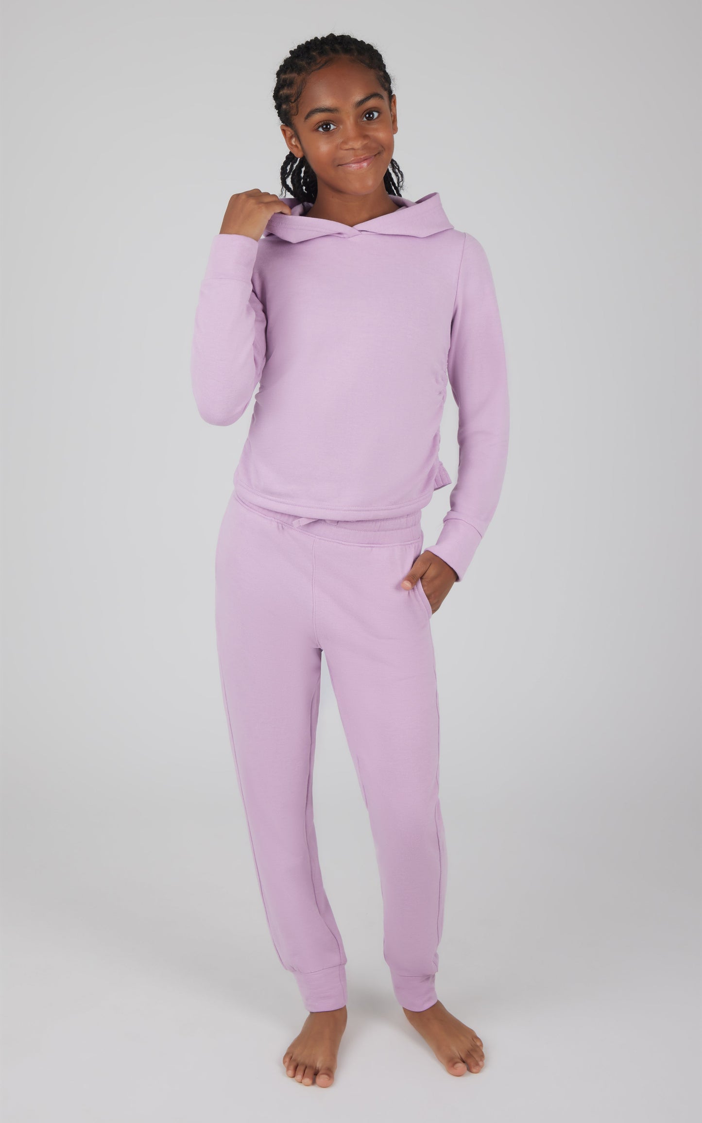 90 Degree by Reflex Girls 2 PC Terry Brushed Hoodie and Jogger