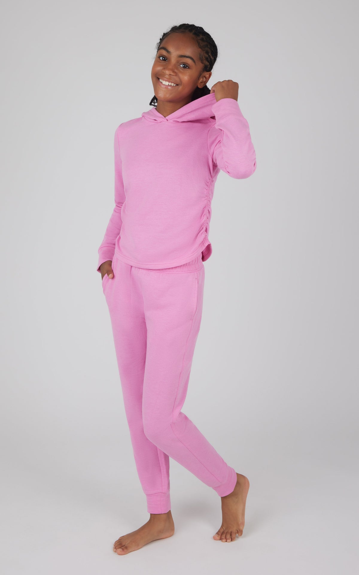90 Degree by Reflex Girls 2 PC Terry Brushed Hoodie and Jogger