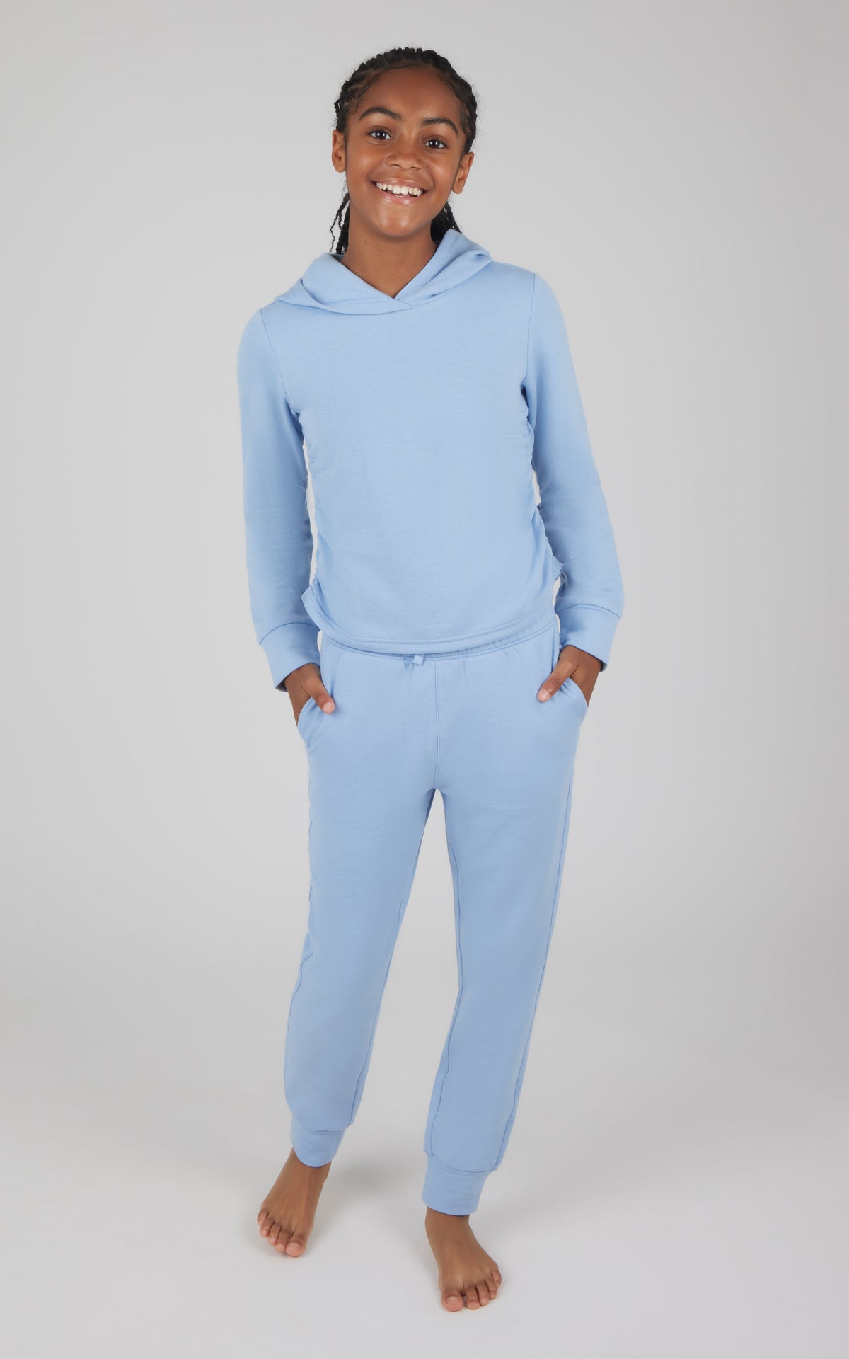 90 Degree by Reflex Girls 2 PC Terry Brushed Hoodie and Jogger