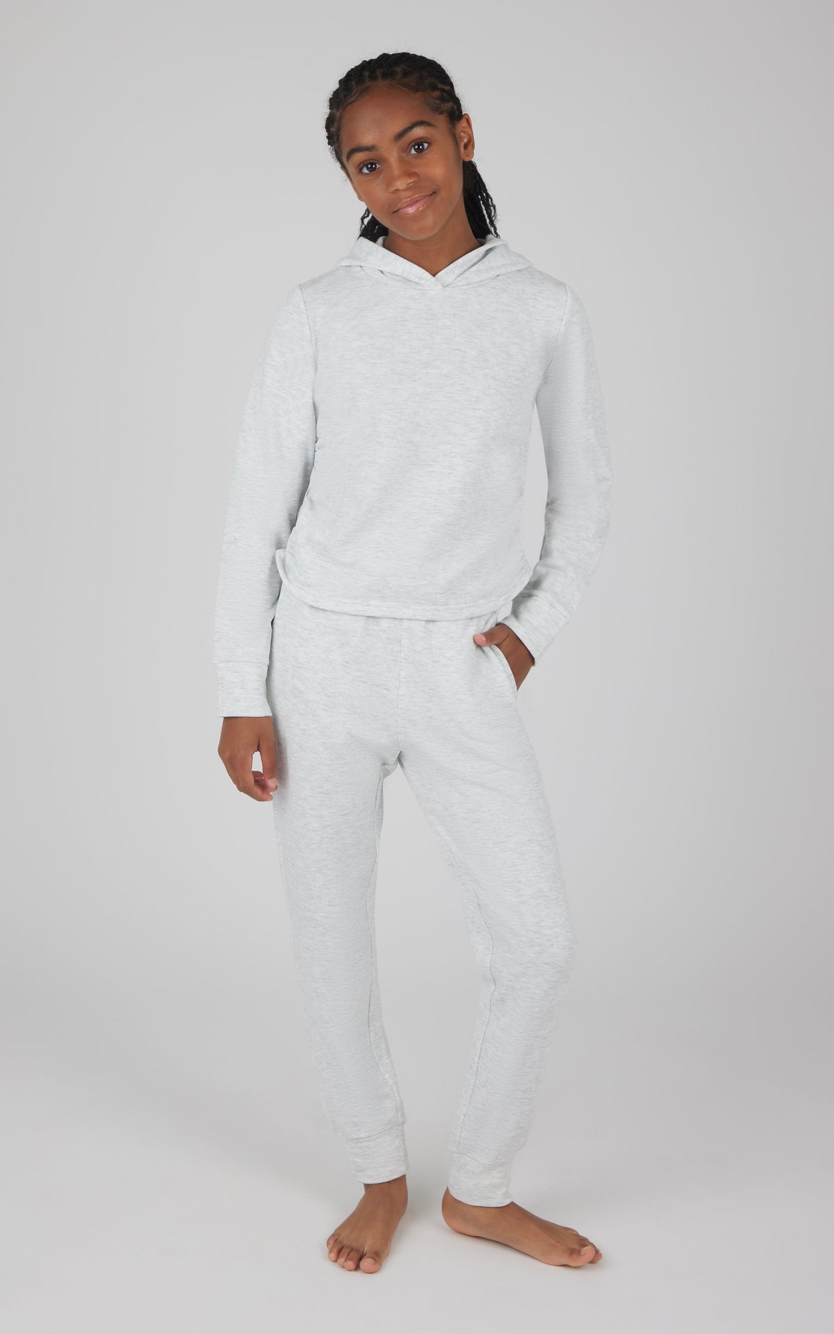 90 Degree by Reflex Girls 2 PC Terry Brushed Hoodie and Jogger