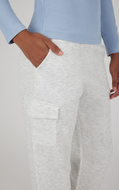 90 Degree by Reflex Girls 2 pc Set Heavenly Rib Long Sleeve Crew and Cargo Pocket Legging