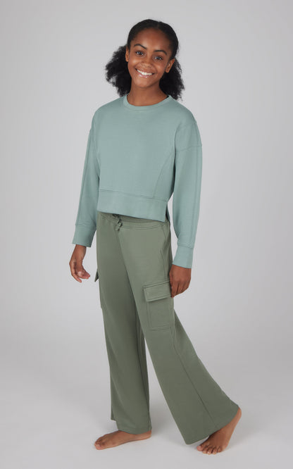 90 Degree by Reflex Girls 2 PC Softlite Cropped Pullover + Softlite Wide Leg Cargo Pant