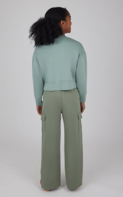 90 Degree by Reflex Girls 2 PC Softlite Cropped Pullover + Softlite Wide Leg Cargo Pant