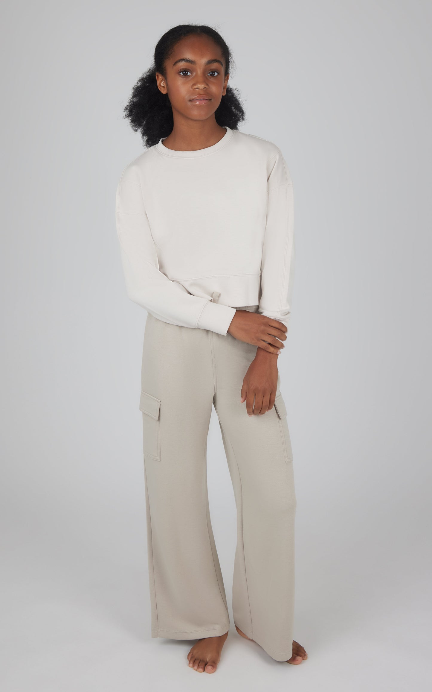 90 Degree by Reflex Girls 2 PC Softlite Cropped Pullover + Softlite Wide Leg Cargo Pant