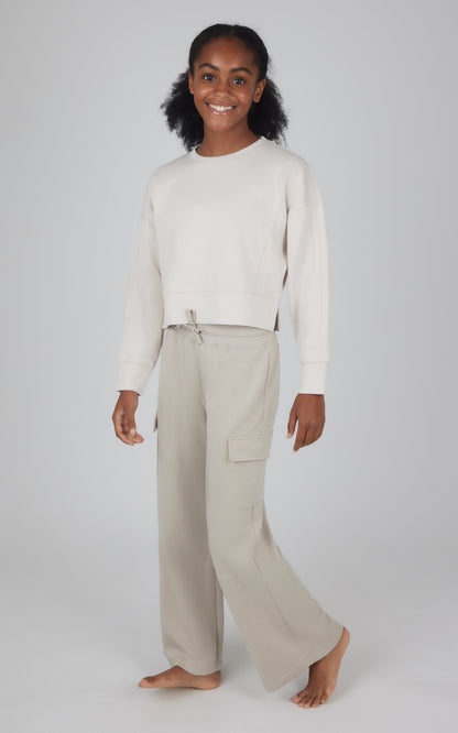 90 Degree by Reflex Girls 2 PC Softlite Cropped Pullover + Softlite Wide Leg Cargo Pant
