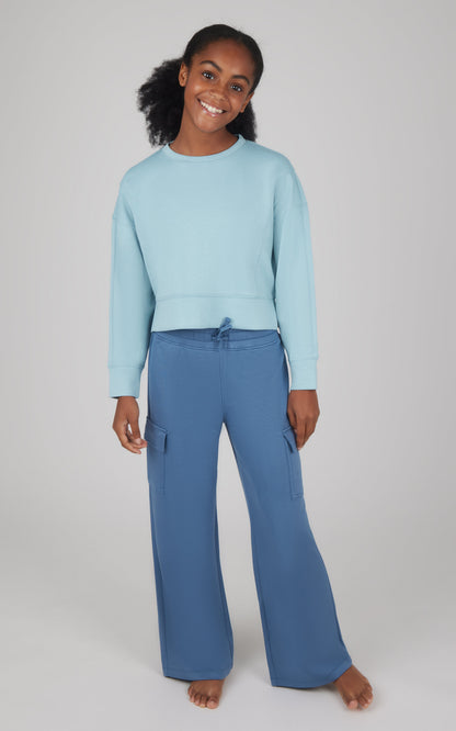 90 Degree by Reflex Girls 2 PC Softlite Cropped Pullover + Softlite Wide Leg Cargo Pant