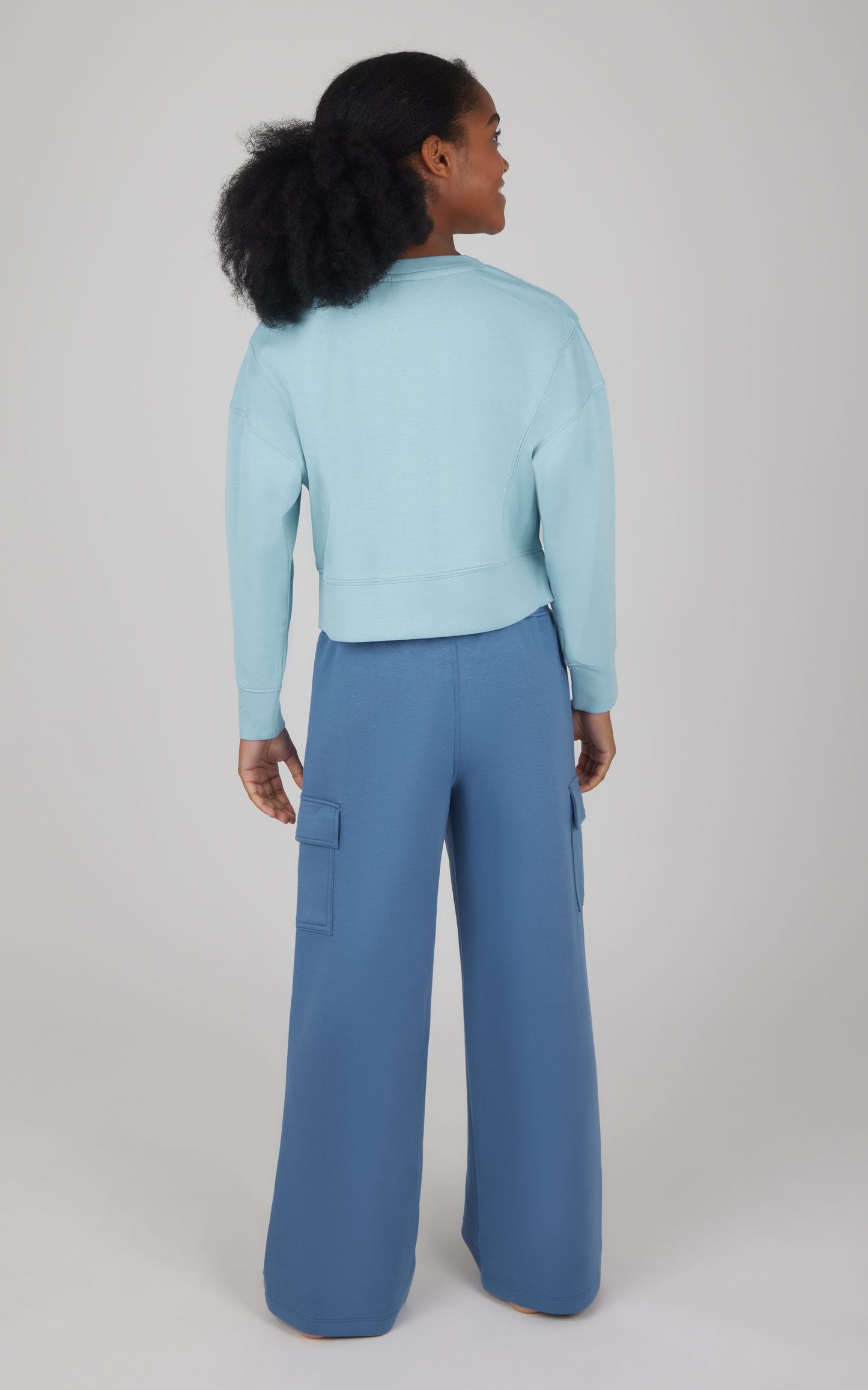 90 Degree by Reflex Girls 2 PC Softlite Cropped Pullover + Softlite Wide Leg Cargo Pant