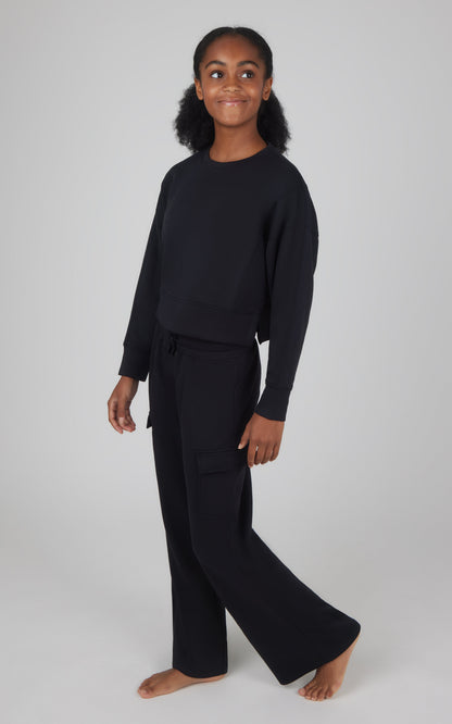 90 Degree by Reflex Girls 2 PC Softlite Cropped Pullover + Softlite Wide Leg Cargo Pant