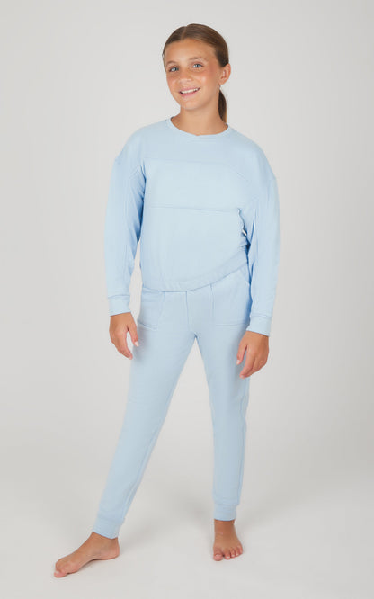 90 Degree by Reflex Girls 2 PC Melange Long Sleeve Top and Jogger Set