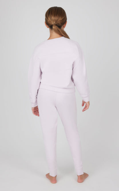 90 Degree by Reflex Girls 2 PC Melange Long Sleeve Top and Jogger Set