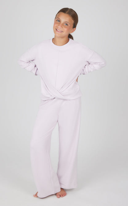 90 Degree by Reflex Girls 2 PC Melange Sweatshirt and Wide Leg Pant