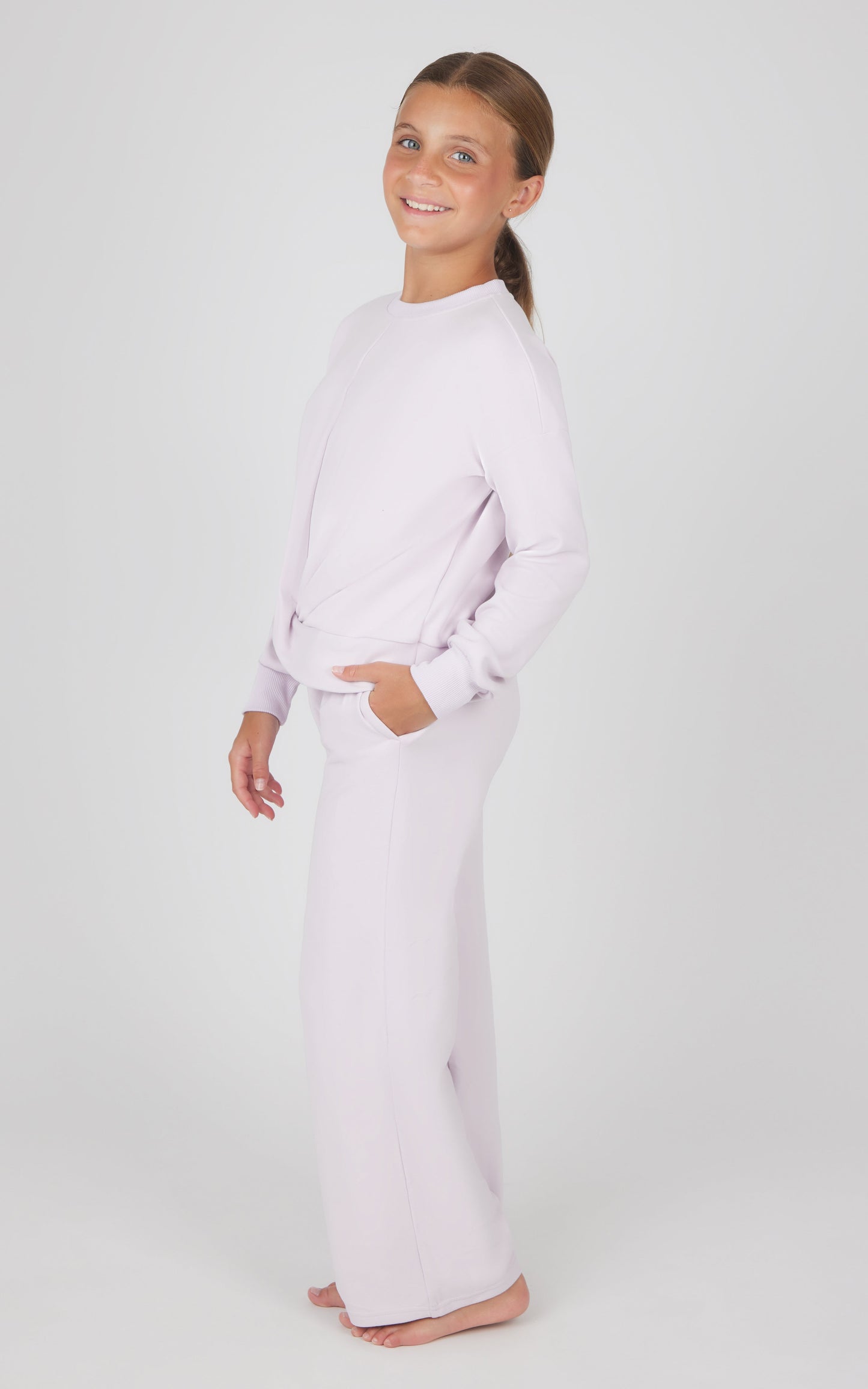 90 Degree by Reflex Girls 2 PC Melange Sweatshirt and Wide Leg Pant