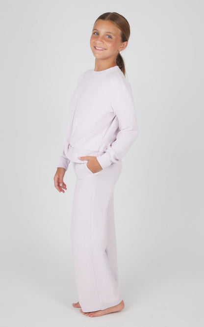 90 Degree by Reflex Girls 2 PC Melange Sweatshirt and Wide Leg Pant