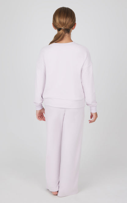 90 Degree by Reflex Girls 2 PC Melange Sweatshirt and Wide Leg Pant
