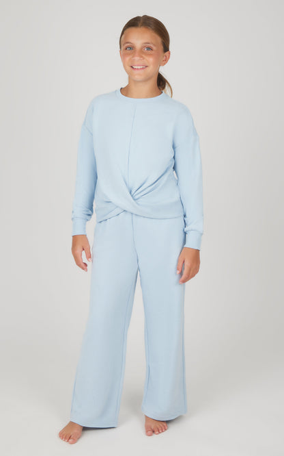 90 Degree by Reflex Girls 2 PC Melange Sweatshirt and Wide Leg Pant