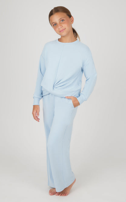 90 Degree by Reflex Girls 2 PC Melange Sweatshirt and Wide Leg Pant