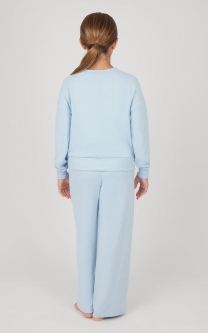 90 Degree by Reflex Girls 2 PC Melange Sweatshirt and Wide Leg Pant