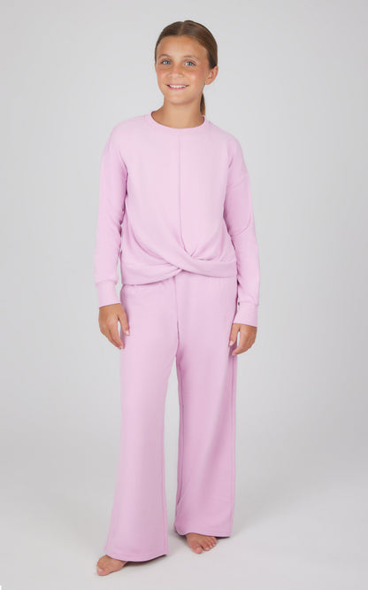 90 Degree by Reflex Girls 2 PC Melange Sweatshirt and Wide Leg Pant