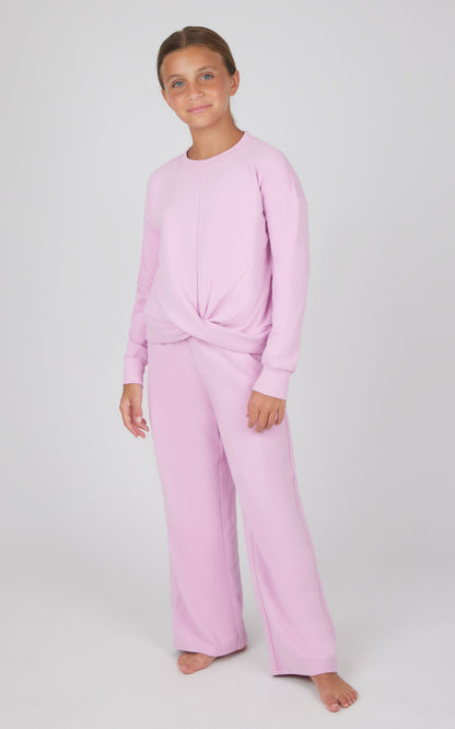 90 Degree by Reflex Girls 2 PC Melange Sweatshirt and Wide Leg Pant