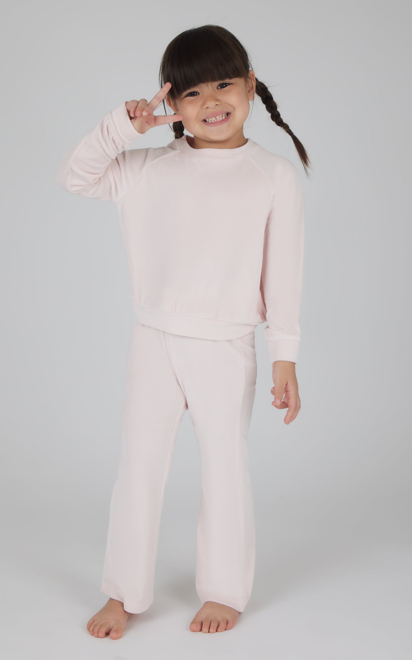 90 Degree by Reflex 4-6X 2 PC Ribbed Velour Top and Flare Leg Pant
