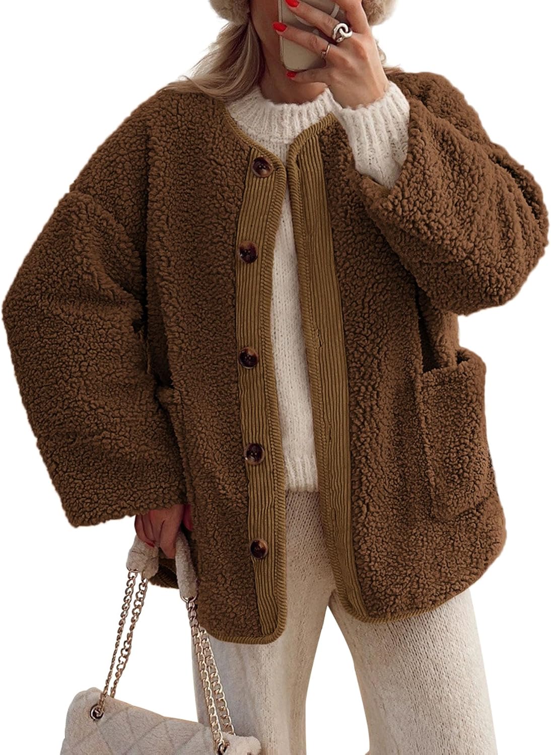 Women's Button Sherpa Jacket