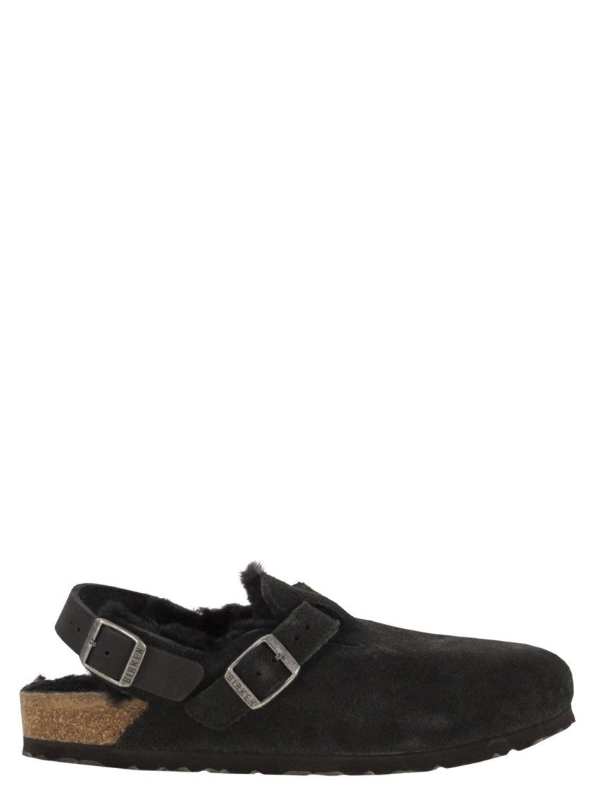 Birkenstock Tokio Inside Shearling Suede Leather Clogs Narrow