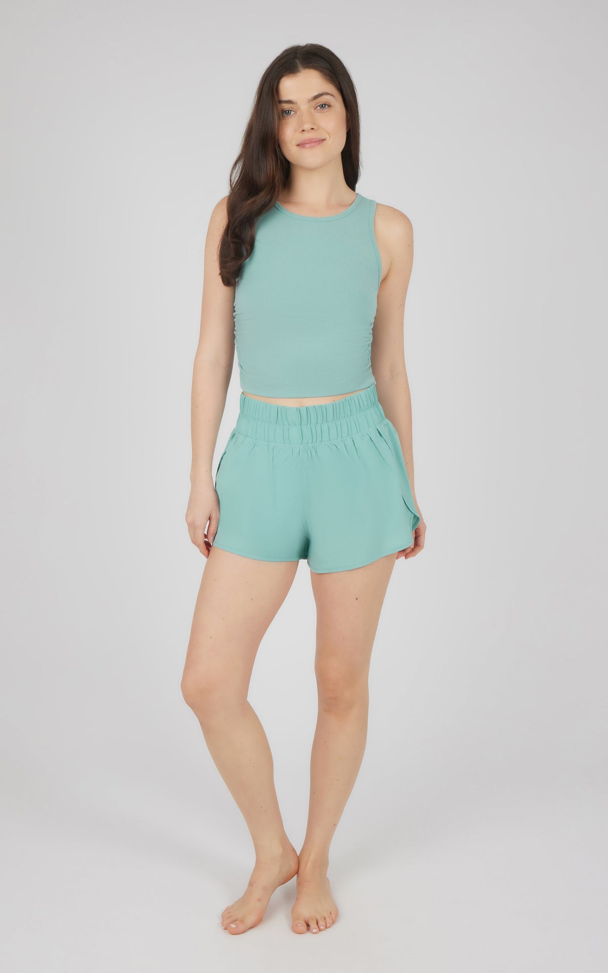 90 Degree by Reflex 2 PC Heavenly Ribbed Tank and Lightstreme Smocked Short Set