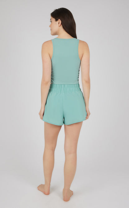 90 Degree by Reflex 2 PC Heavenly Ribbed Tank and Lightstreme Smocked Short Set